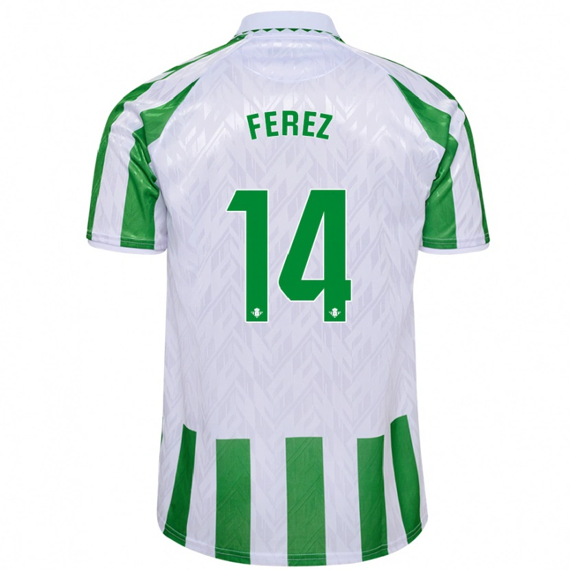 Danxen Enfant Maillot Carolina Férez #14 Rayures Vertes Et Blanches Tenues Domicile 2024/25 T-Shirt