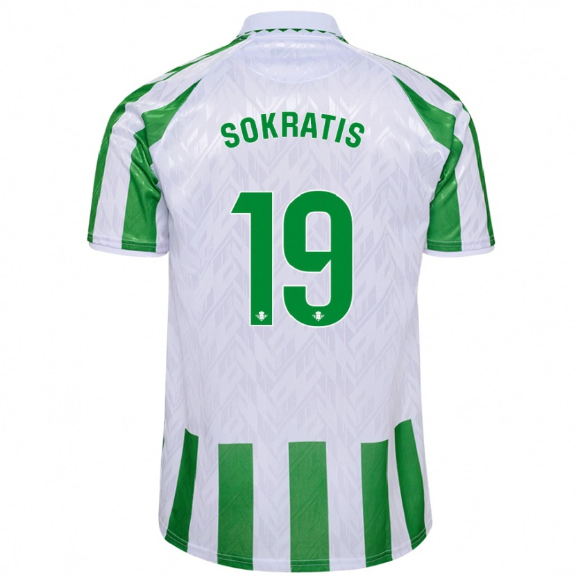 Danxen Enfant Maillot Sokratis Papastathopoulos #19 Rayures Vertes Et Blanches Tenues Domicile 2024/25 T-Shirt