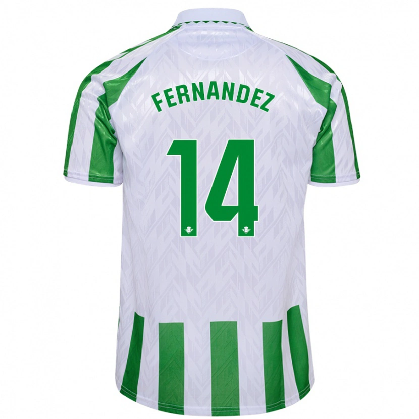 Danxen Enfant Maillot Quique Fernández #14 Rayures Vertes Et Blanches Tenues Domicile 2024/25 T-Shirt