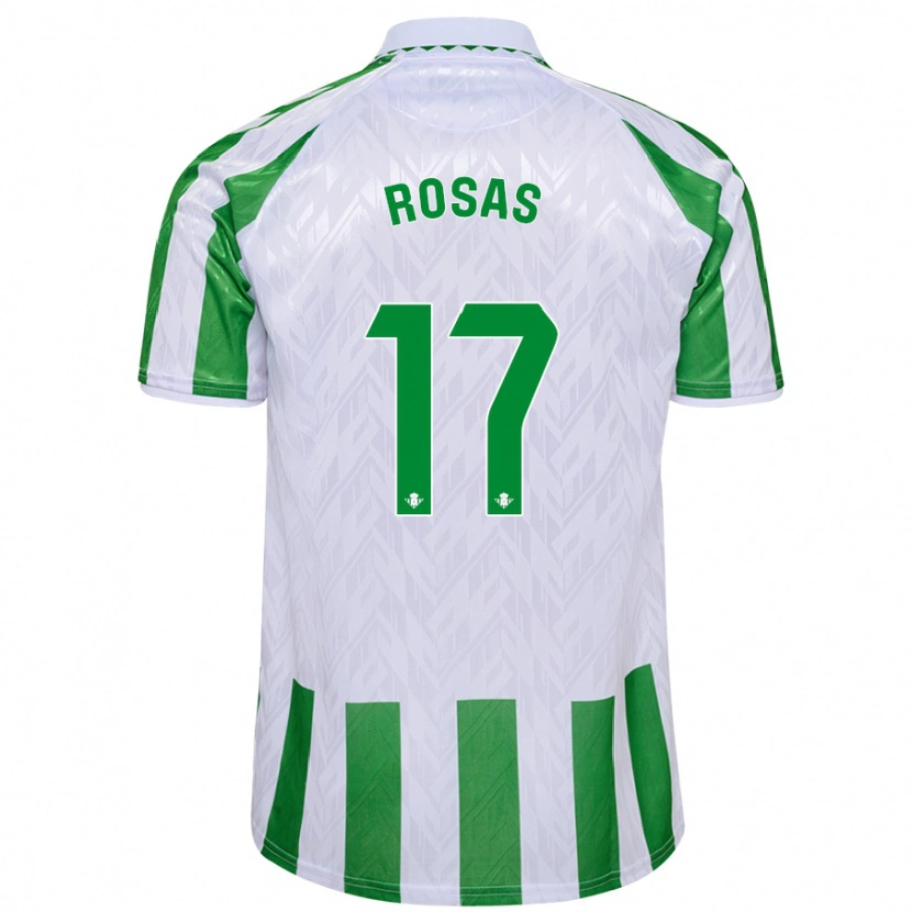 Danxen Enfant Maillot Berto Rosas #17 Rayures Vertes Et Blanches Tenues Domicile 2024/25 T-Shirt