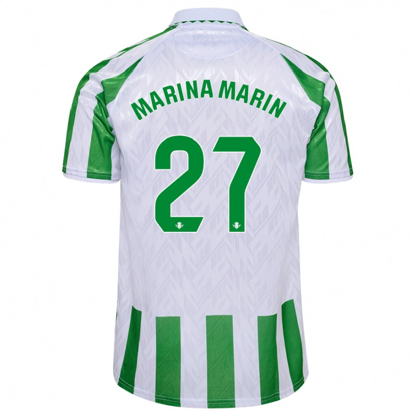 Danxen Enfant Maillot Marina Marín #27 Rayures Vertes Et Blanches Tenues Domicile 2024/25 T-Shirt