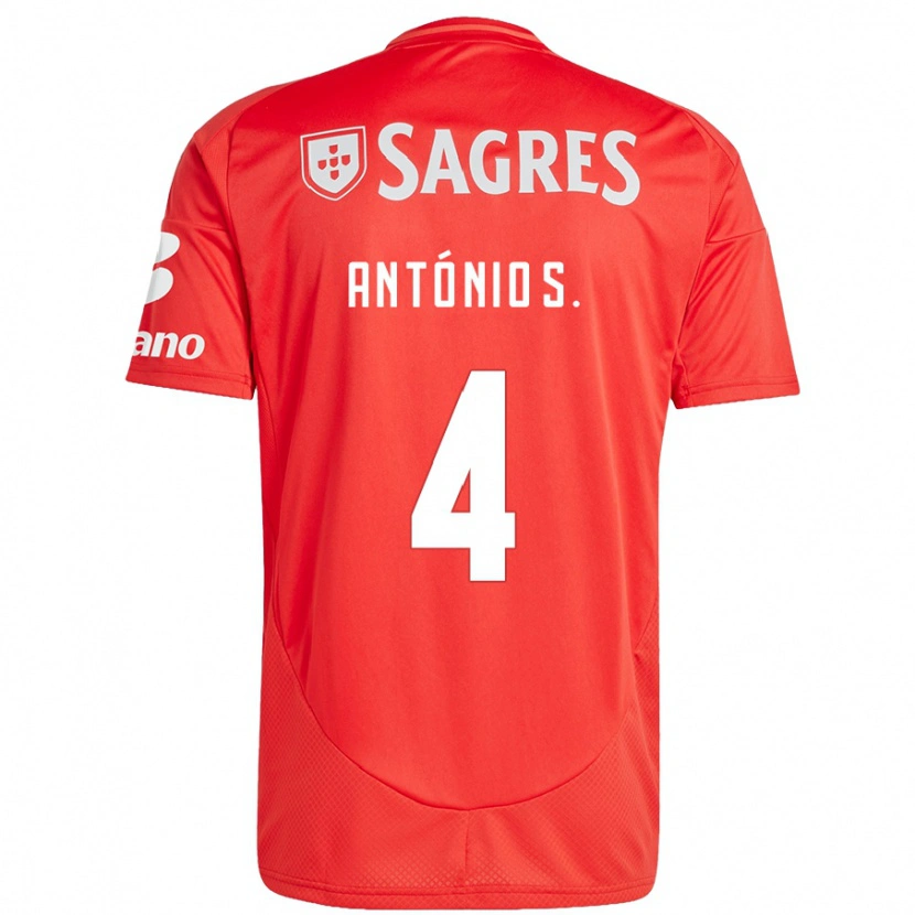 Danxen Enfant Maillot António Silva #4 Rouge Blanc Tenues Domicile 2024/25 T-Shirt