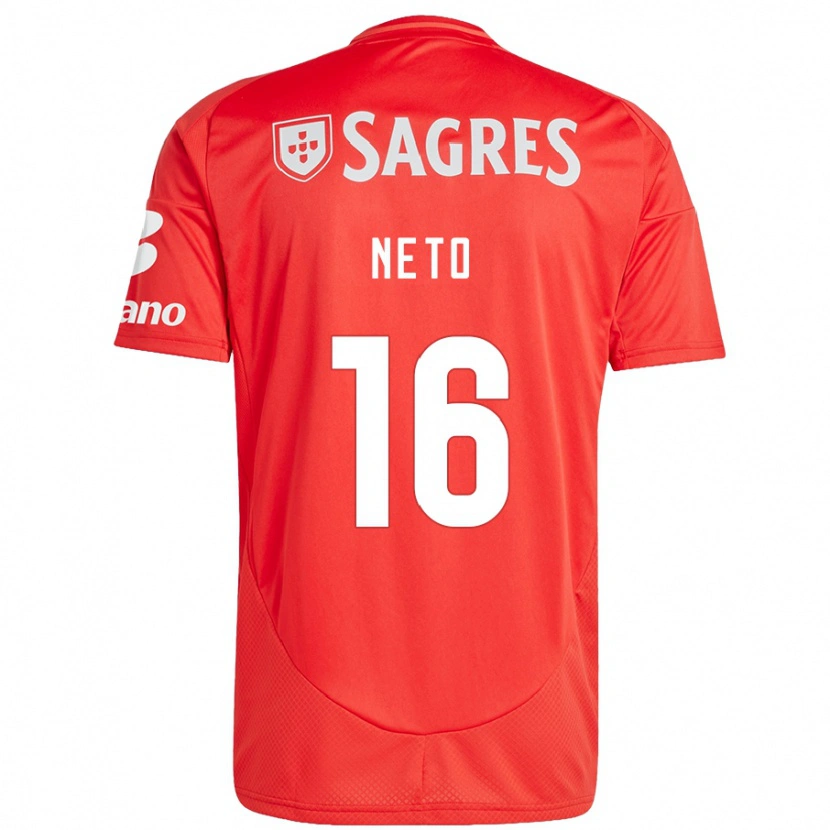 Danxen Enfant Maillot Martim Neto #16 Rouge Blanc Tenues Domicile 2024/25 T-Shirt