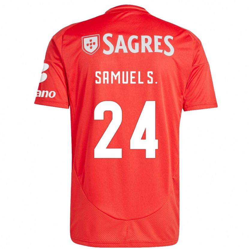 Danxen Enfant Maillot Samuel Soares #24 Rouge Blanc Tenues Domicile 2024/25 T-Shirt