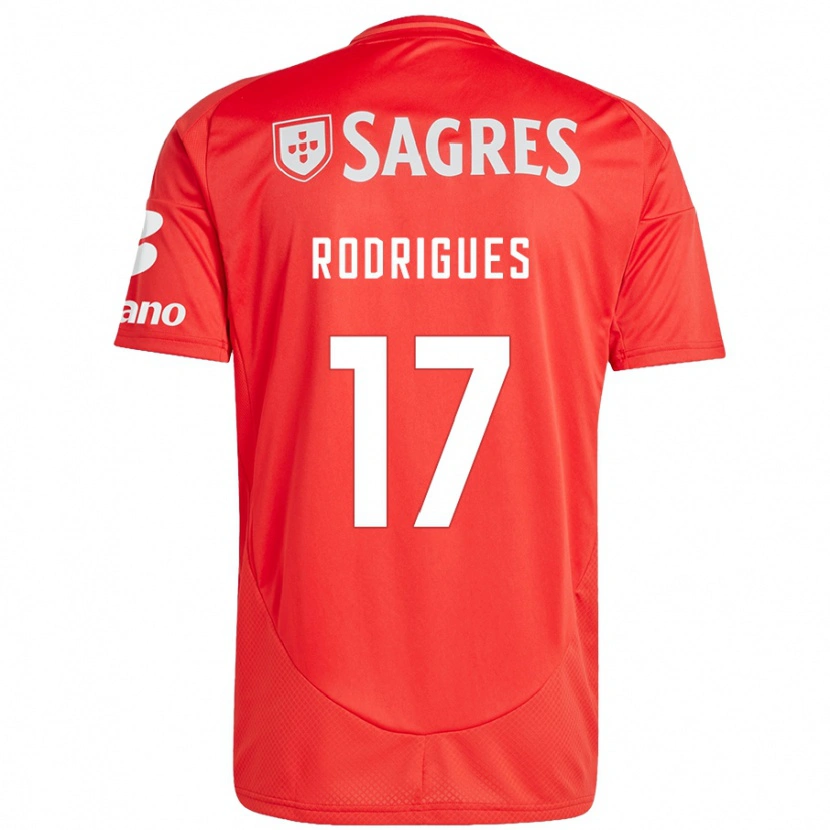 Danxen Enfant Maillot Tiago Rodrigues #17 Rouge Blanc Tenues Domicile 2024/25 T-Shirt