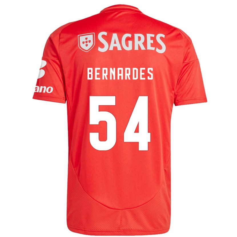 Danxen Enfant Maillot Bernardes #54 Rouge Blanc Tenues Domicile 2024/25 T-Shirt