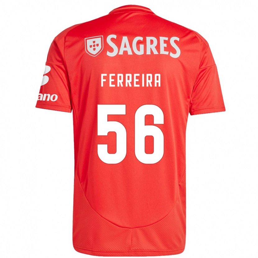 Danxen Enfant Maillot Martim Ferreira #56 Rouge Blanc Tenues Domicile 2024/25 T-Shirt