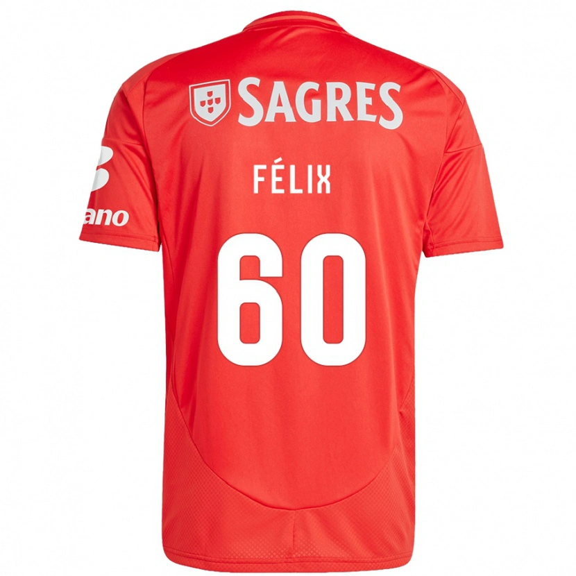 Danxen Enfant Maillot Nuno Félix #60 Rouge Blanc Tenues Domicile 2024/25 T-Shirt