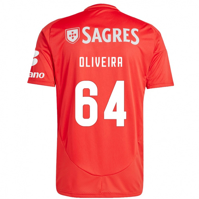 Danxen Enfant Maillot Gonçalo Oliveira #64 Rouge Blanc Tenues Domicile 2024/25 T-Shirt