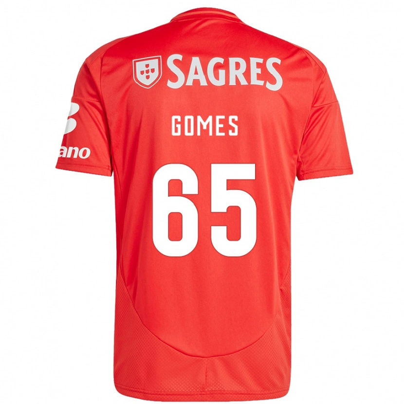 Danxen Enfant Maillot André Gomes #65 Rouge Blanc Tenues Domicile 2024/25 T-Shirt