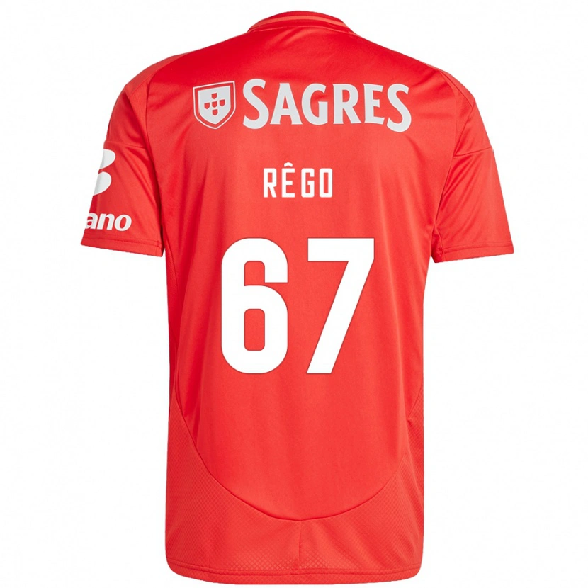 Danxen Enfant Maillot Rodrigo Rêgo #67 Rouge Blanc Tenues Domicile 2024/25 T-Shirt