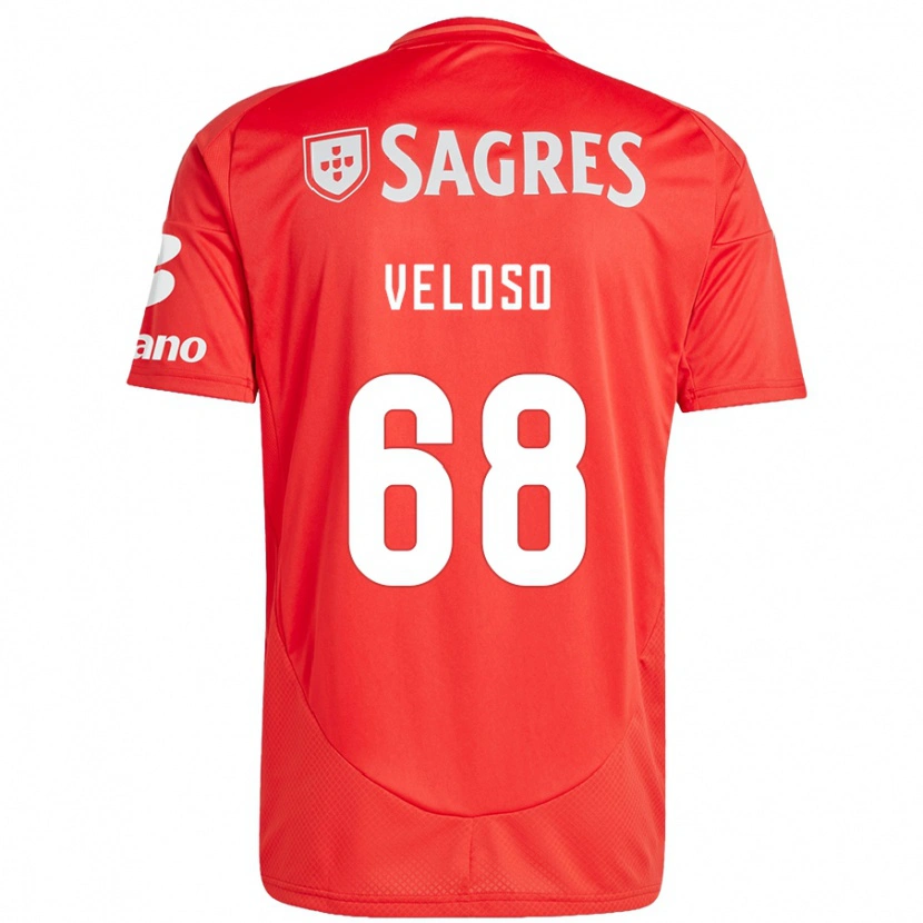 Danxen Enfant Maillot João Veloso #68 Rouge Blanc Tenues Domicile 2024/25 T-Shirt