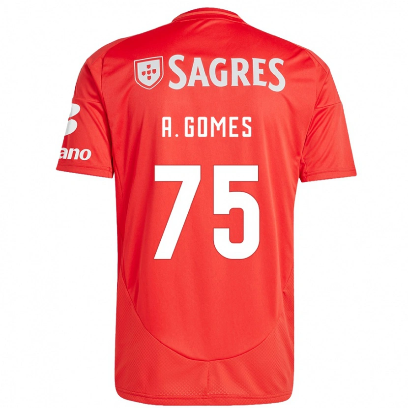 Danxen Enfant Maillot André Gomes #75 Rouge Blanc Tenues Domicile 2024/25 T-Shirt