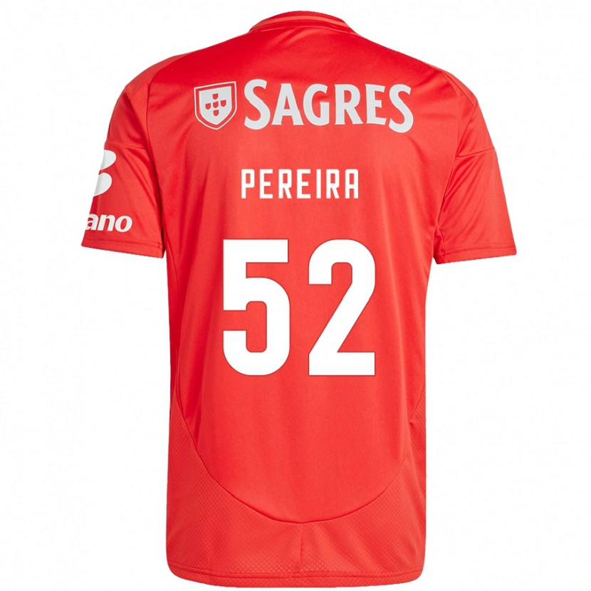 Danxen Enfant Maillot Henrique Pereira #52 Rouge Blanc Tenues Domicile 2024/25 T-Shirt