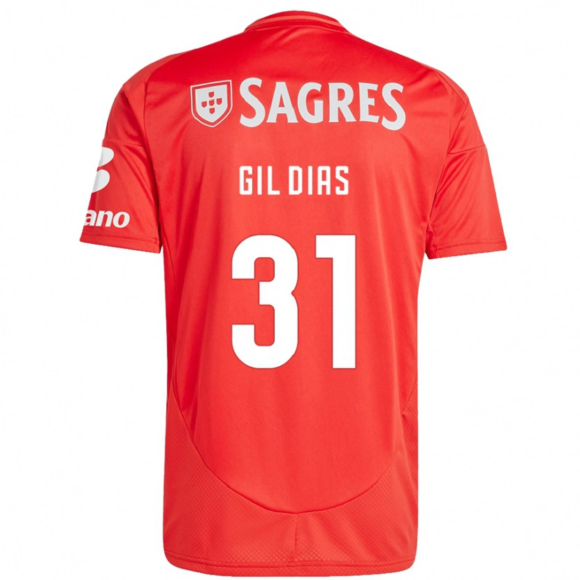 Danxen Enfant Maillot Gil Dias #31 Rouge Blanc Tenues Domicile 2024/25 T-Shirt