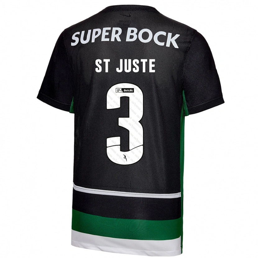 Danxen Enfant Maillot Jerry St. Juste #3 Noir Blanc Vert Tenues Domicile 2024/25 T-Shirt