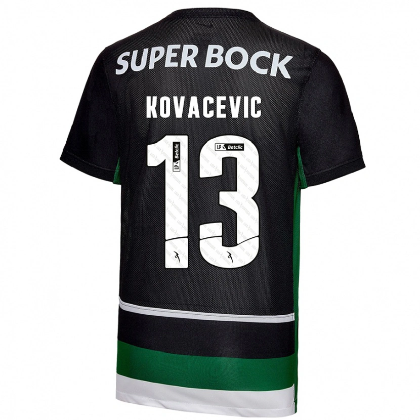 Danxen Enfant Maillot Vladan Kovacevic #13 Noir Blanc Vert Tenues Domicile 2024/25 T-Shirt