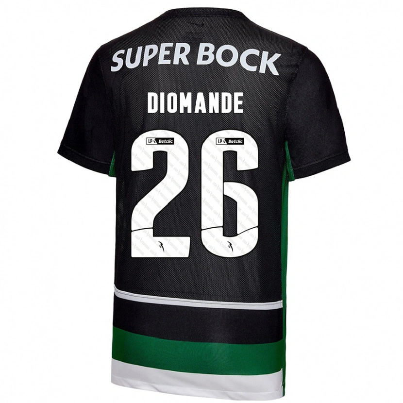 Danxen Enfant Maillot Ousmane Diomande #26 Noir Blanc Vert Tenues Domicile 2024/25 T-Shirt