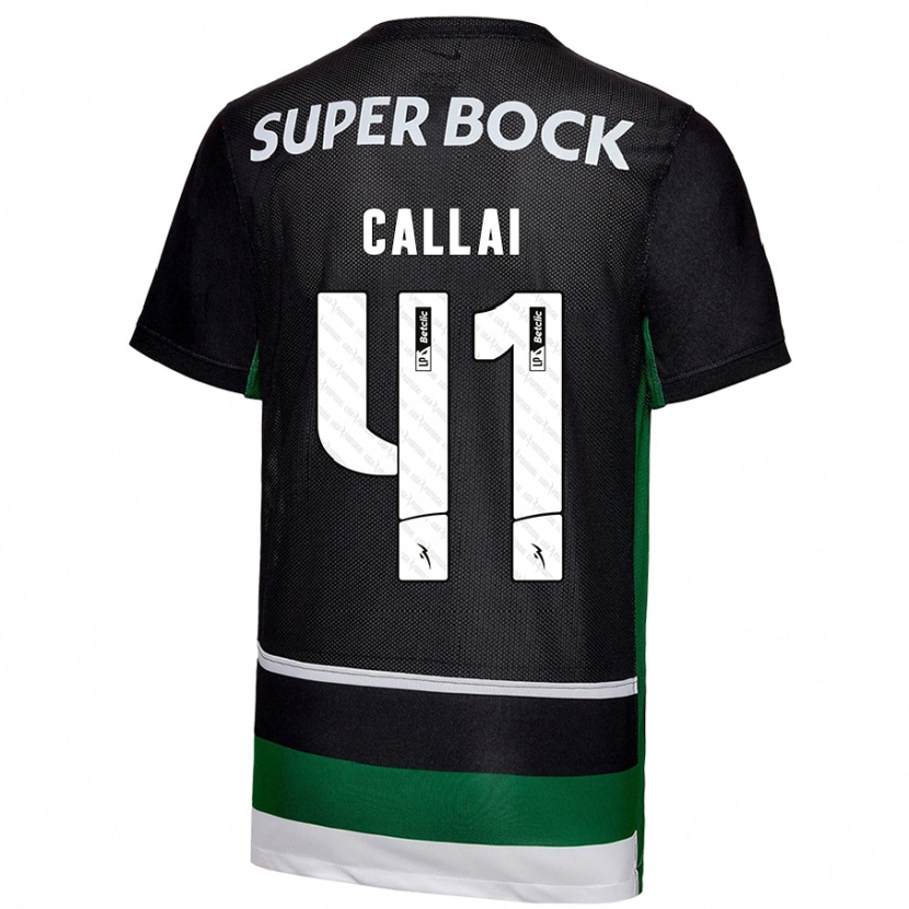 Danxen Enfant Maillot Diego Callai #41 Noir Blanc Vert Tenues Domicile 2024/25 T-Shirt