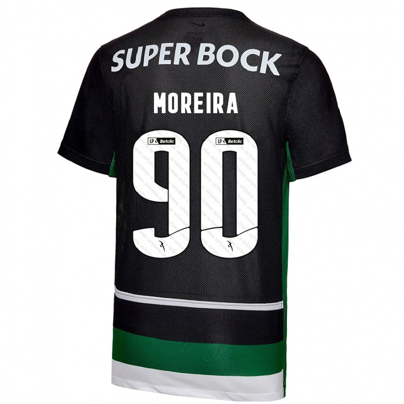 Danxen Enfant Maillot Afonso Moreira #90 Noir Blanc Vert Tenues Domicile 2024/25 T-Shirt