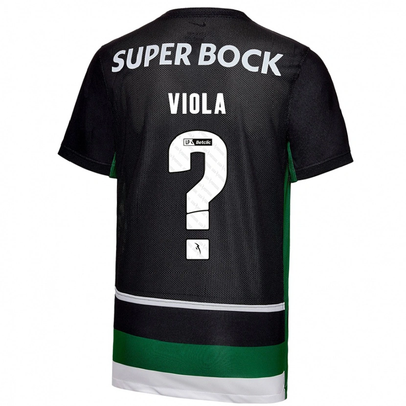 Danxen Enfant Maillot Rodrigo Viola #0 Noir Blanc Vert Tenues Domicile 2024/25 T-Shirt