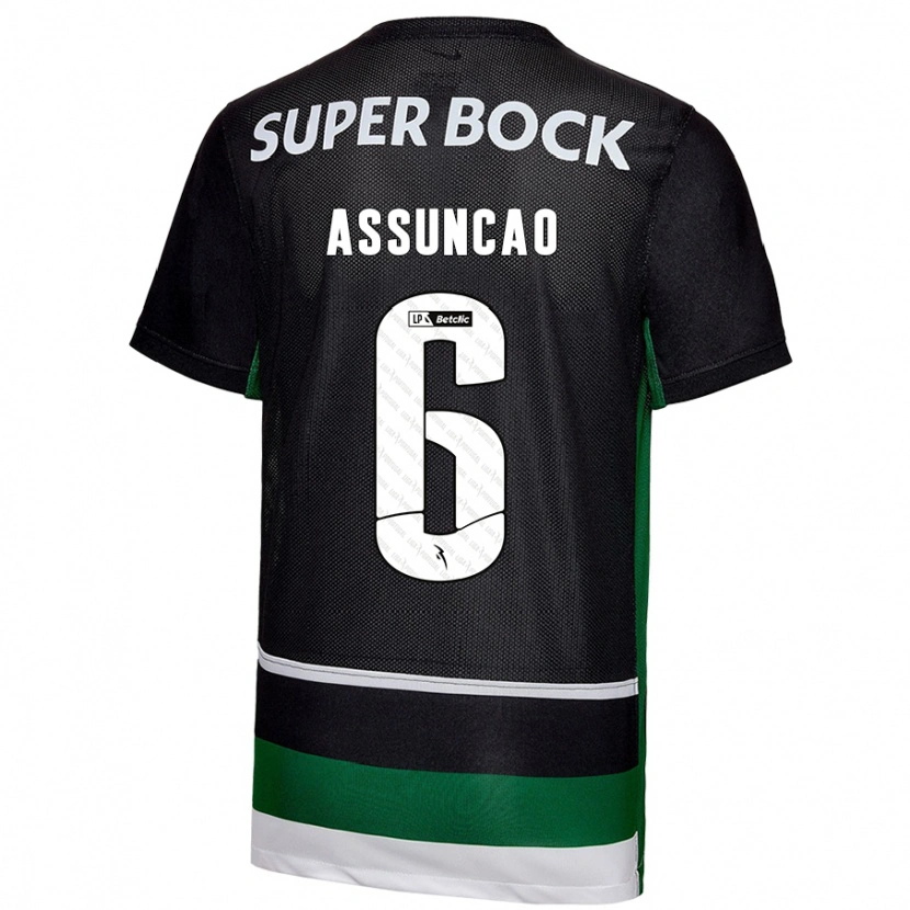 Danxen Enfant Maillot João Assunção #6 Noir Blanc Vert Tenues Domicile 2024/25 T-Shirt