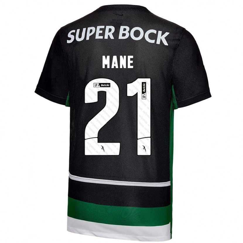 Danxen Enfant Maillot Isnaba Mané #21 Noir Blanc Vert Tenues Domicile 2024/25 T-Shirt