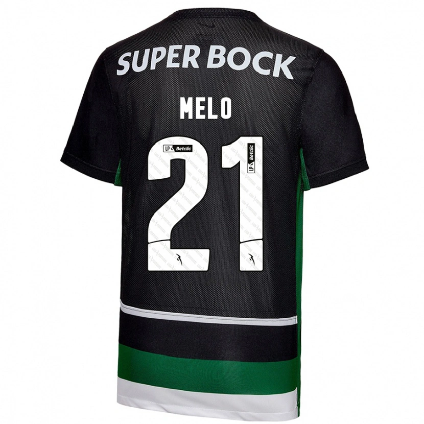 Danxen Enfant Maillot Gabriel Melo #21 Noir Blanc Vert Tenues Domicile 2024/25 T-Shirt