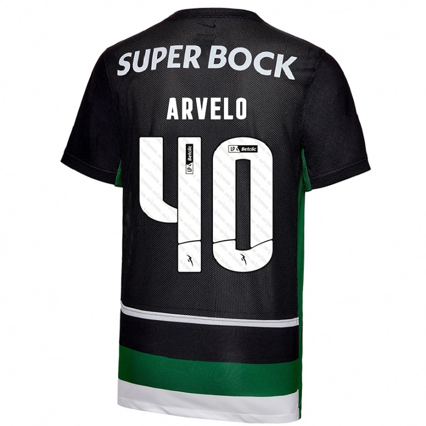 Danxen Enfant Maillot Adam Arvelo #40 Noir Blanc Vert Tenues Domicile 2024/25 T-Shirt