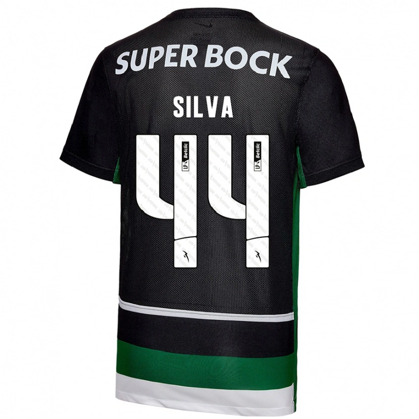 Danxen Enfant Maillot Pedro Silva #44 Noir Blanc Vert Tenues Domicile 2024/25 T-Shirt