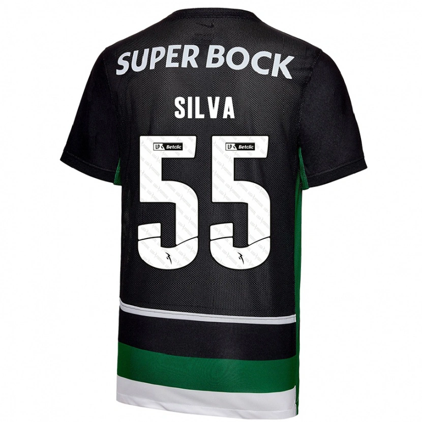 Danxen Enfant Maillot José Silva #55 Noir Blanc Vert Tenues Domicile 2024/25 T-Shirt