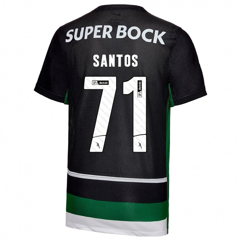 Danxen Enfant Maillot Denilson Santos #71 Noir Blanc Vert Tenues Domicile 2024/25 T-Shirt