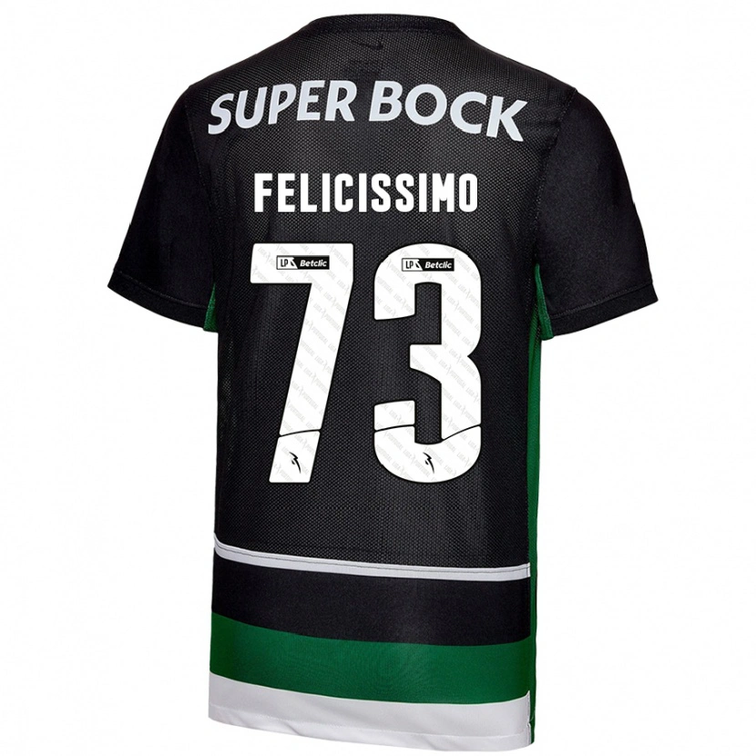 Danxen Enfant Maillot Eduardo Felicíssimo #73 Noir Blanc Vert Tenues Domicile 2024/25 T-Shirt