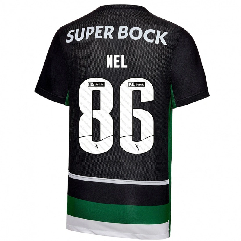 Danxen Enfant Maillot Rafael Nel #86 Noir Blanc Vert Tenues Domicile 2024/25 T-Shirt