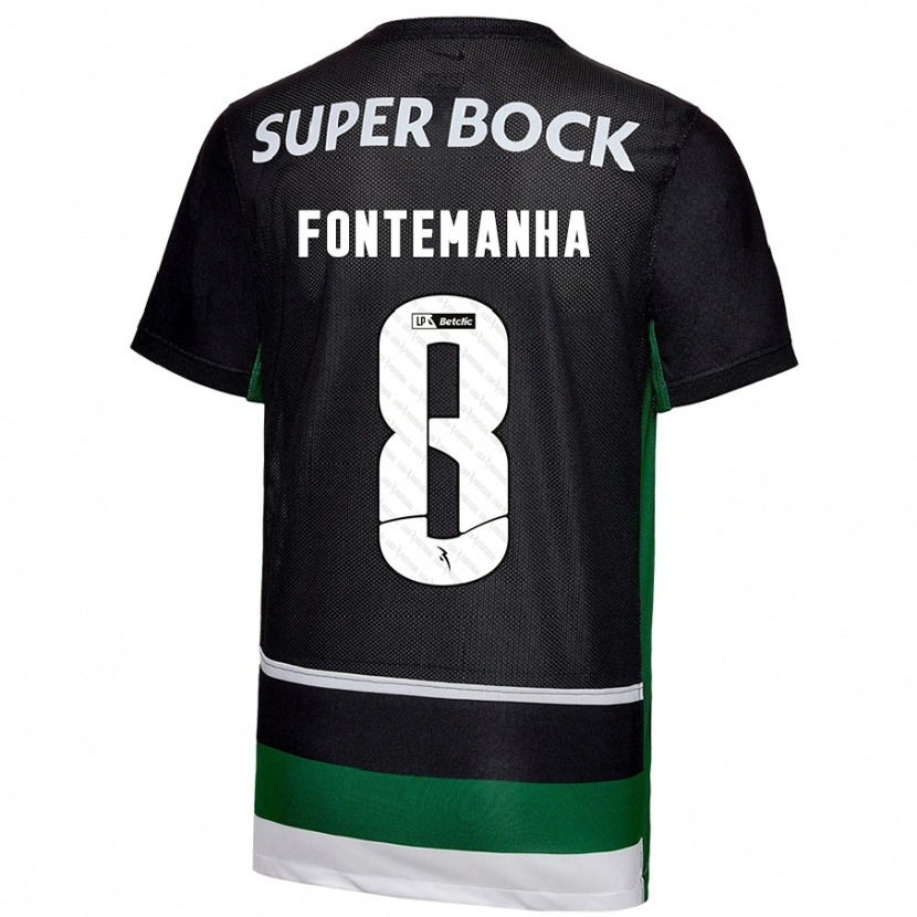 Danxen Enfant Maillot Rita Fontemanha #8 Noir Blanc Vert Tenues Domicile 2024/25 T-Shirt