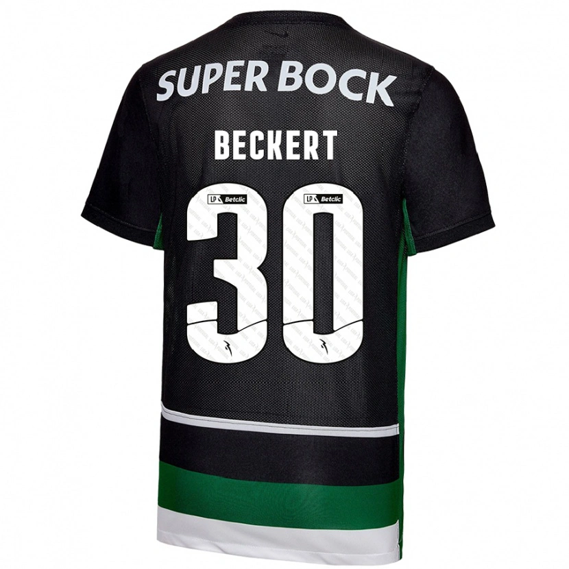 Danxen Enfant Maillot Carolina Beckert #30 Noir Blanc Vert Tenues Domicile 2024/25 T-Shirt