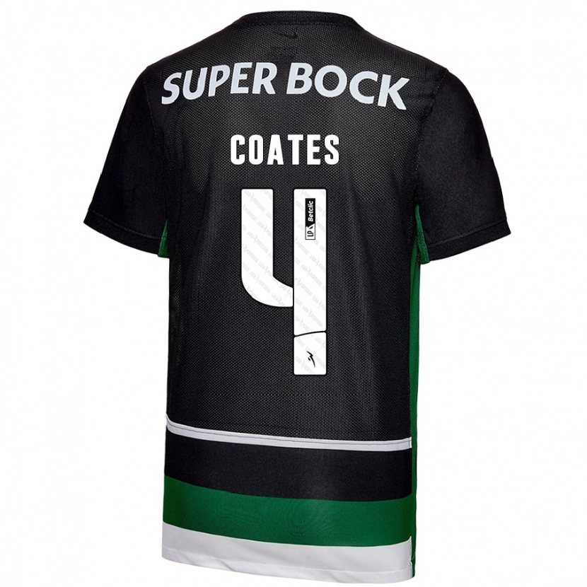 Danxen Enfant Maillot Sebastián Coates #4 Noir Blanc Vert Tenues Domicile 2024/25 T-Shirt