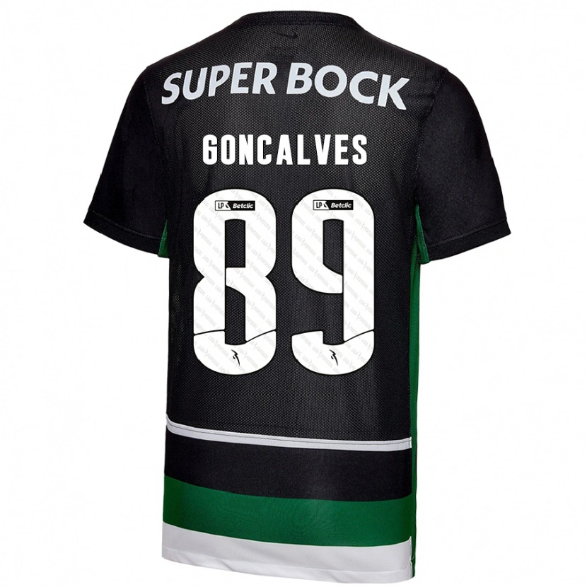 Danxen Enfant Maillot André Gonçalves #89 Noir Blanc Vert Tenues Domicile 2024/25 T-Shirt