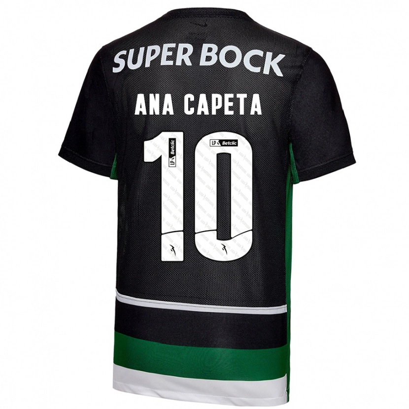 Danxen Enfant Maillot Ana Capeta #10 Noir Blanc Vert Tenues Domicile 2024/25 T-Shirt