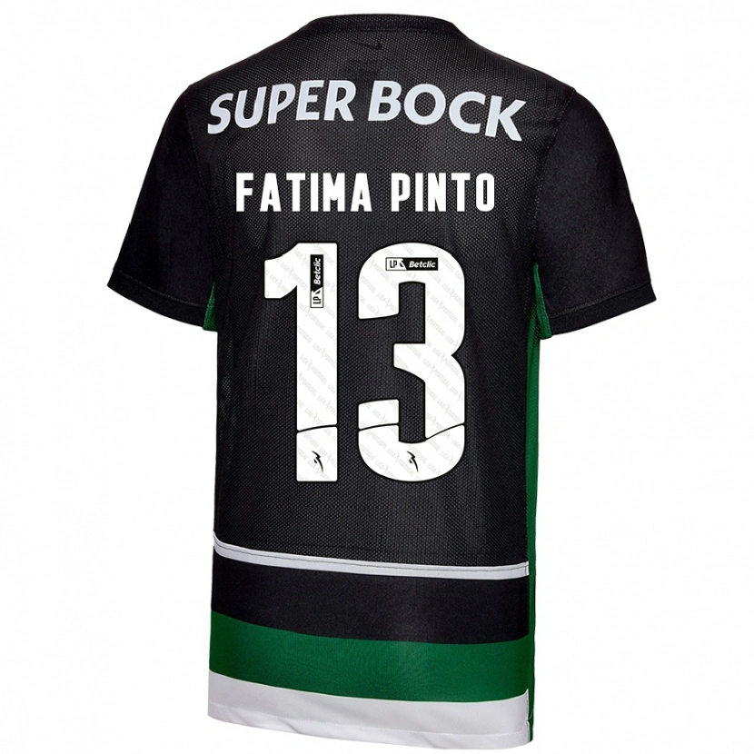 Danxen Enfant Maillot Fátima Alexandra Figueira Pinto #13 Noir Blanc Vert Tenues Domicile 2024/25 T-Shirt