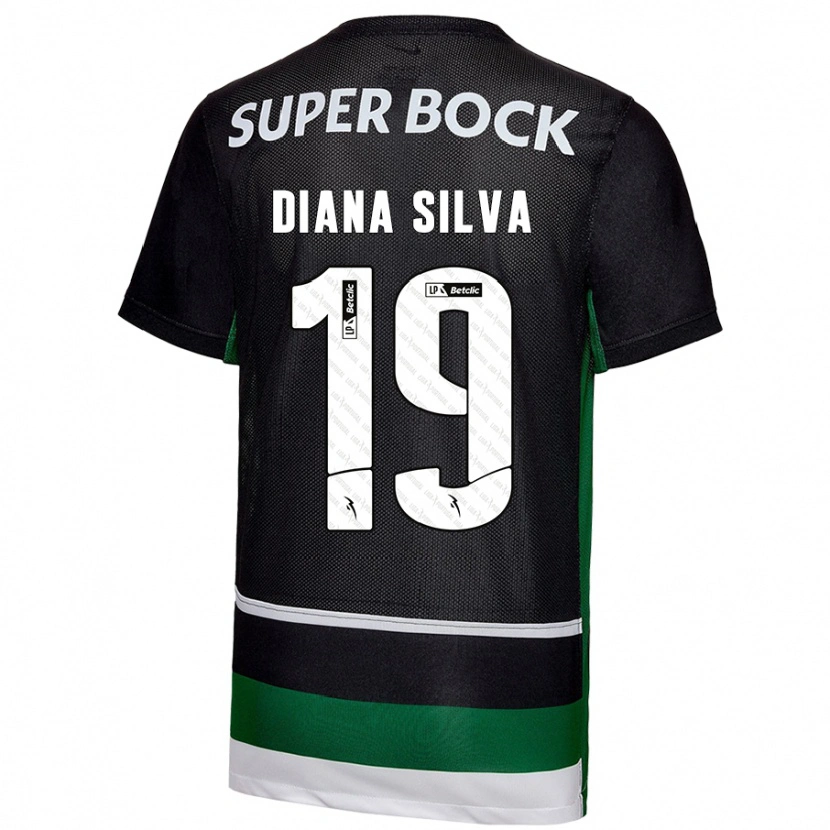 Danxen Enfant Maillot Diana Micaela Abreu De Sousa E Silva #19 Noir Blanc Vert Tenues Domicile 2024/25 T-Shirt