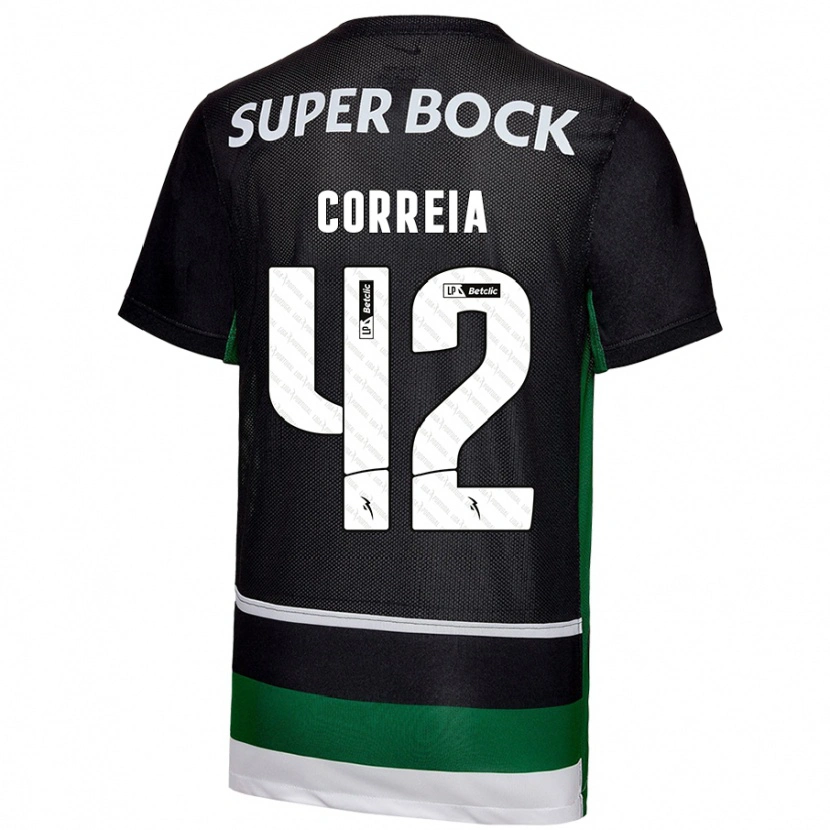 Danxen Enfant Maillot Leonete Maísa Nozerand Correia #42 Noir Blanc Vert Tenues Domicile 2024/25 T-Shirt