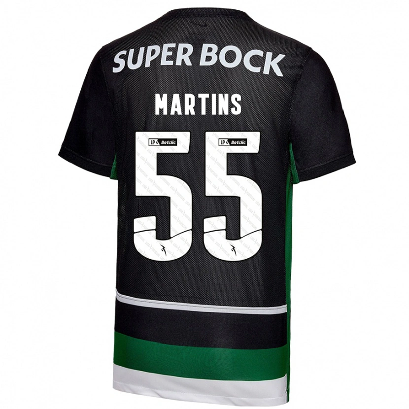 Danxen Enfant Maillot Carolina Martins #55 Noir Blanc Vert Tenues Domicile 2024/25 T-Shirt