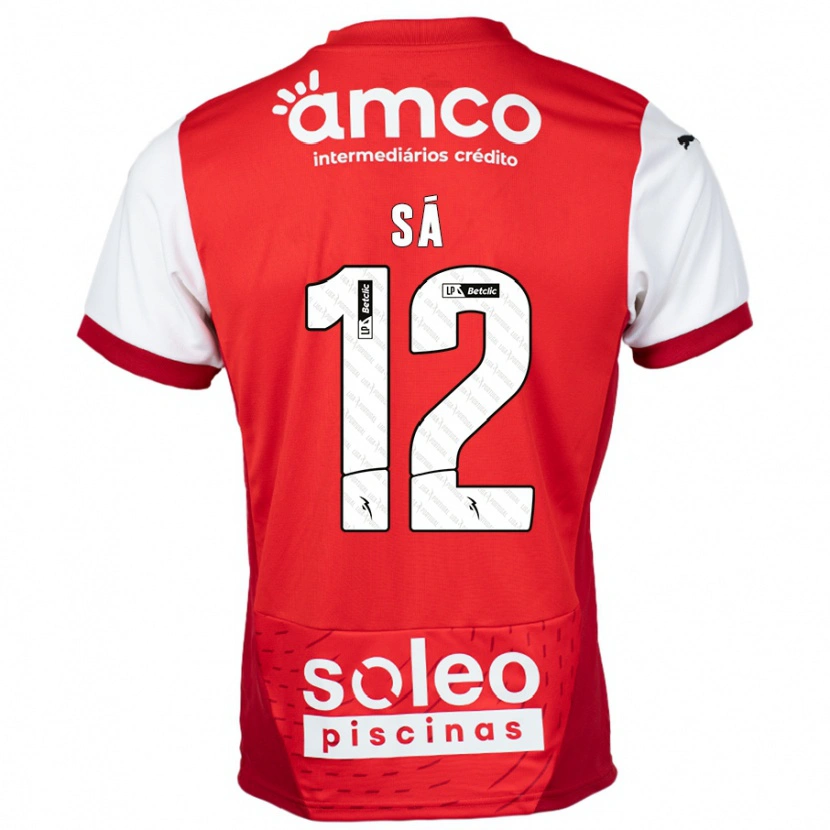 Danxen Enfant Maillot Tiago Sá #12 Rouge Blanc Tenues Domicile 2024/25 T-Shirt