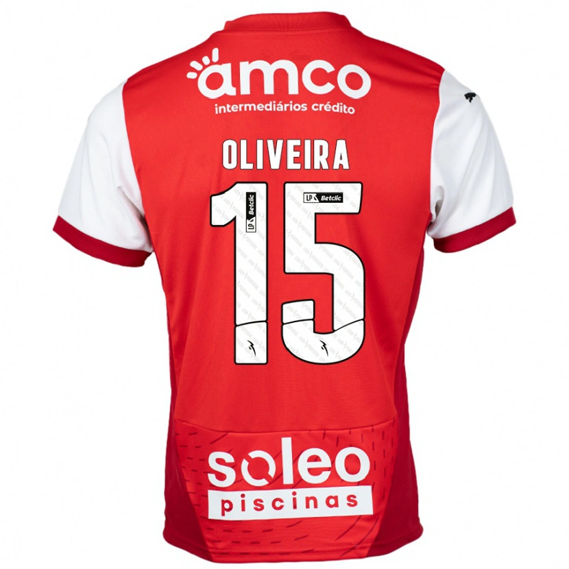 Danxen Enfant Maillot Paulo Oliveira #15 Rouge Blanc Tenues Domicile 2024/25 T-Shirt