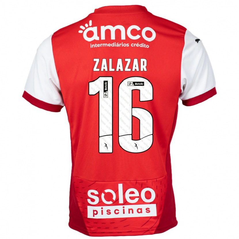 Danxen Enfant Maillot Rodrigo Zalazar #16 Rouge Blanc Tenues Domicile 2024/25 T-Shirt