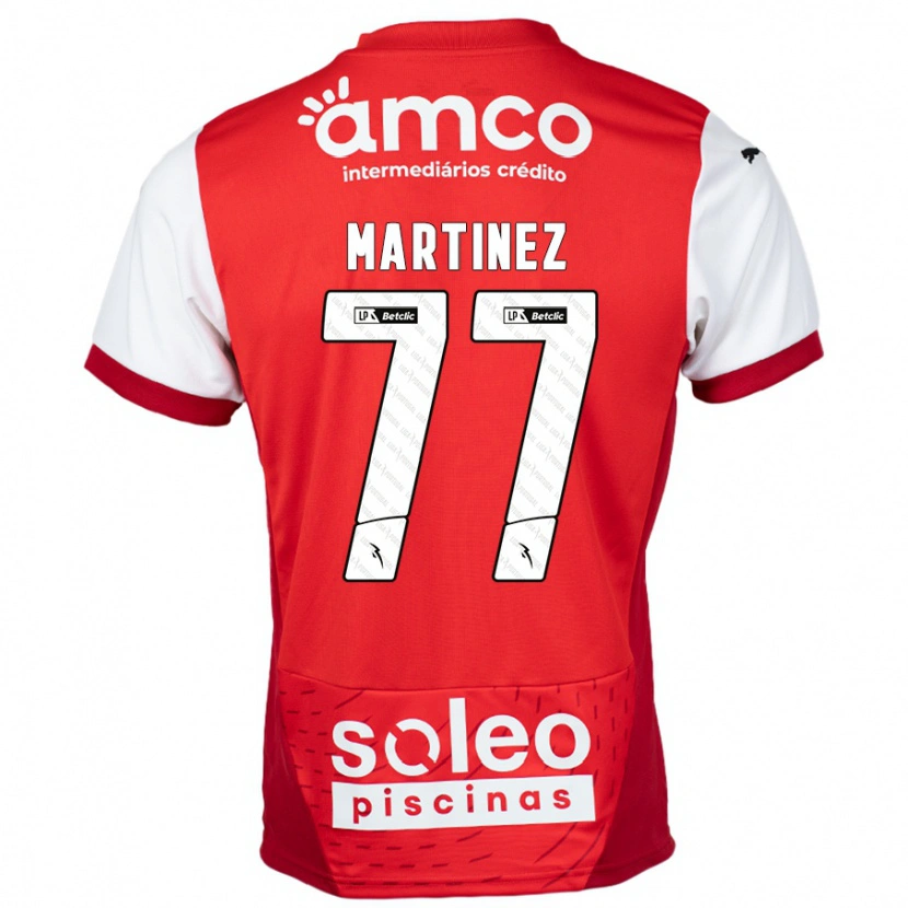 Danxen Enfant Maillot Gabri Martínez #77 Rouge Blanc Tenues Domicile 2024/25 T-Shirt