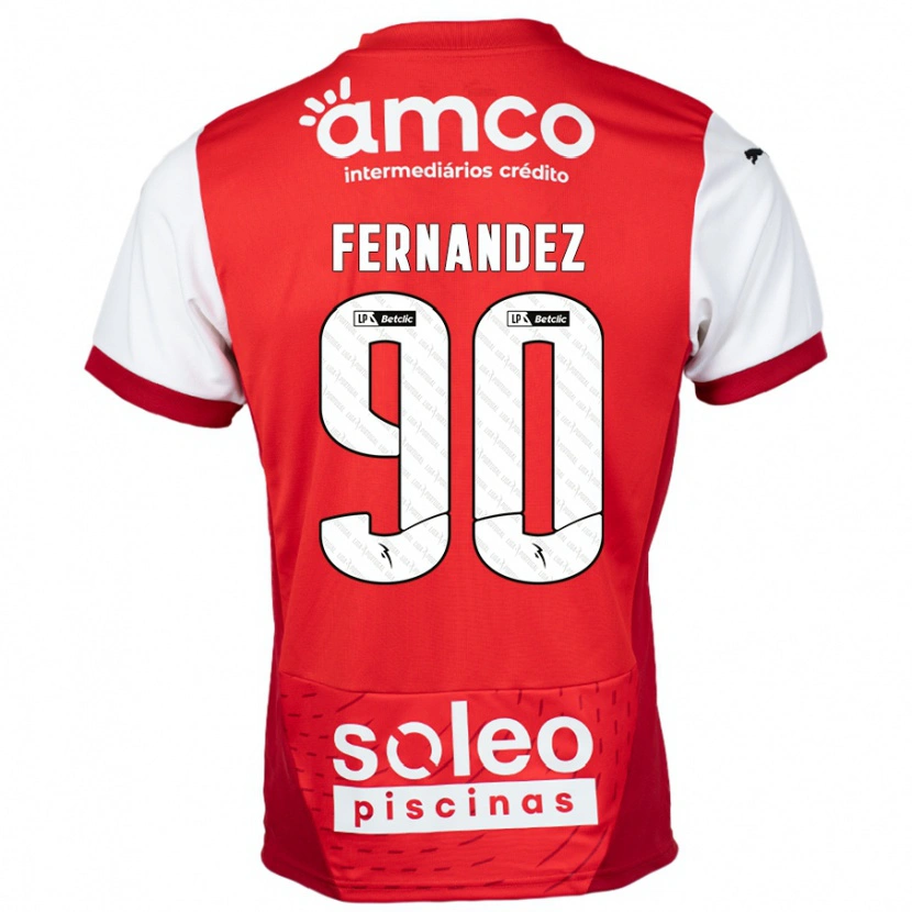 Danxen Enfant Maillot Roberto Fernández #90 Rouge Blanc Tenues Domicile 2024/25 T-Shirt