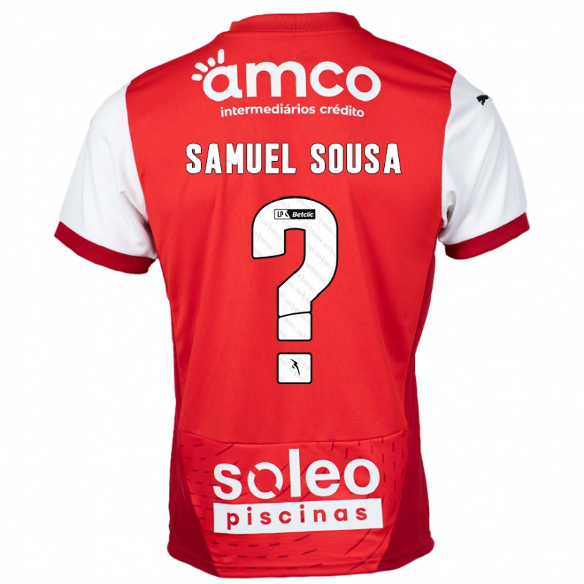 Danxen Enfant Maillot Samuel Sousa #0 Rouge Blanc Tenues Domicile 2024/25 T-Shirt