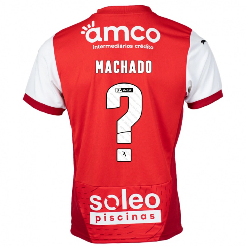 Danxen Enfant Maillot Afonso Machado #0 Rouge Blanc Tenues Domicile 2024/25 T-Shirt